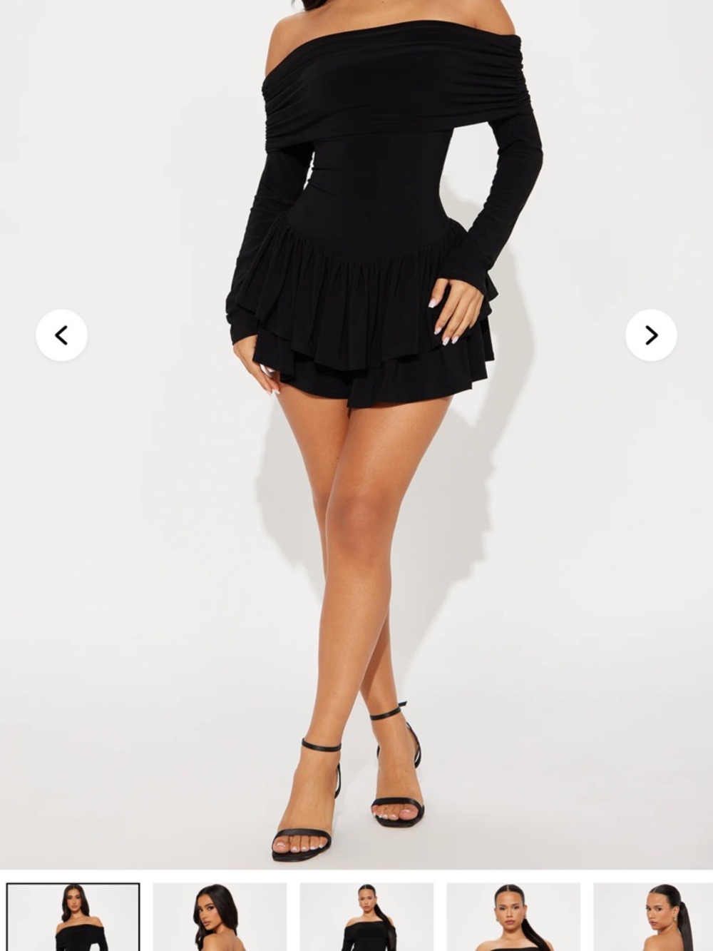 Fashion Nova Black Off-Shoulder Ruffle Mini Dress M